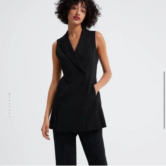 box pleat vest dress Black Striped Vest, Pleated Mini Dress